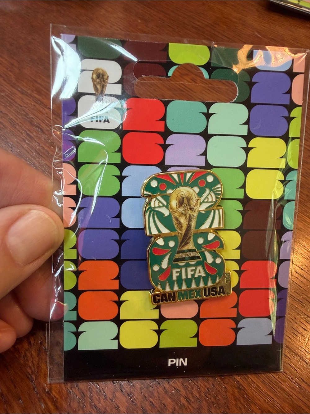 World Cup 2026 Commemorative Soccer Enamel Pin - Green/Gold